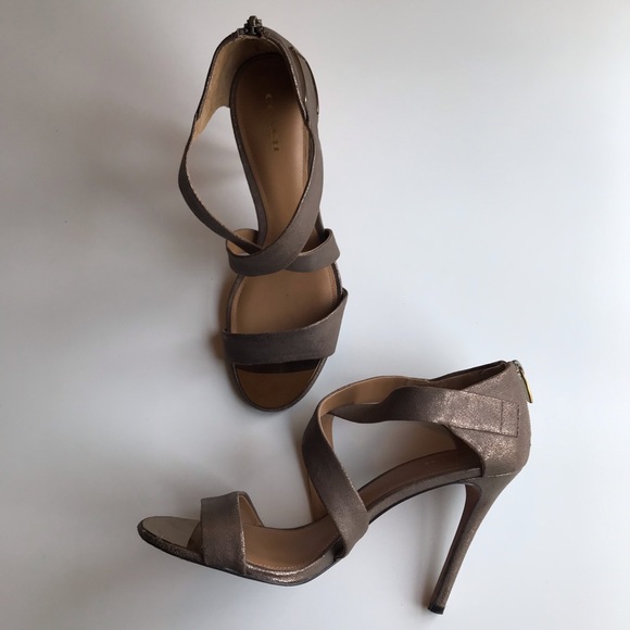 Coach Halsey leather bronze-grey 4” heels sz 10 - Picture 4 of 6